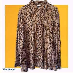 Tiger Print 100% Rayon Button Down